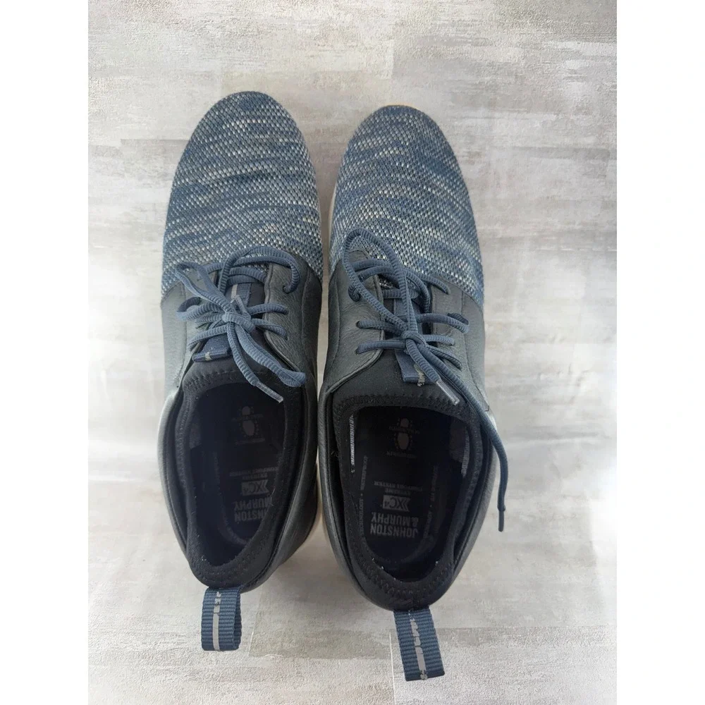 Johnston Murphy XC4 Prentiss Navy Knit Leather Waterproof Shoes 25-3057 Men 13M
